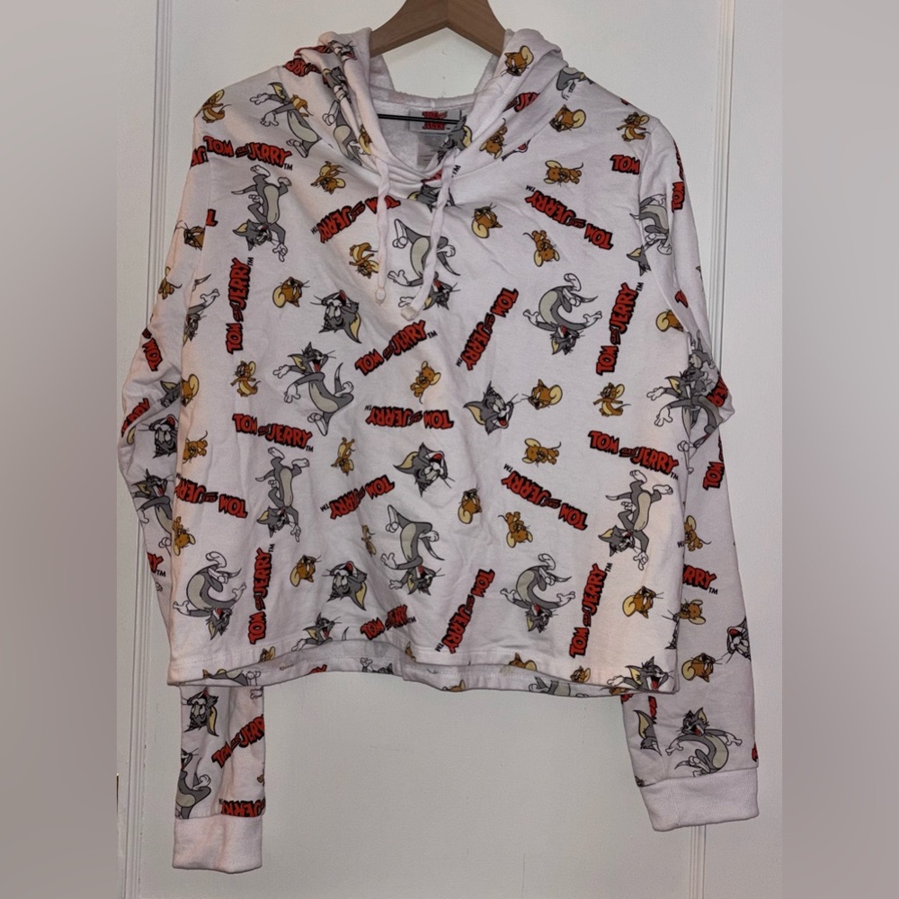 Tom and Jerry Women's Cropped Hoodie Sweatshirt